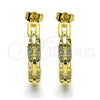 Oro Laminado Medium Hoop, Gold Filled Style Paperclip Design, with White Micro Pave, Polished, Golden Finish, 02.210.0796.30