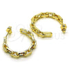 Oro Laminado Medium Hoop, Gold Filled Style Paperclip Design, with Multicolor Micro Pave, Polished, Golden Finish, 02.210.0796.1.30