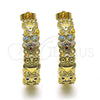 Oro Laminado Medium Hoop, Gold Filled Style Owl Design, with Multicolor Micro Pave, Polished, Golden Finish, 02.210.0797.1.35