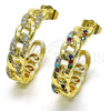 Oro Laminado Medium Hoop, Gold Filled Style Pave Cuban Design, Polished, Golden Finish, 02.210.0801.30