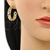 Oro Laminado Medium Hoop, Gold Filled Style Pave Cuban Design, Polished, Golden Finish, 02.210.0801.1.30