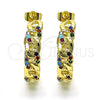 Oro Laminado Medium Hoop, Gold Filled Style Pave Cuban Design, Polished, Golden Finish, 02.210.0801.1.30
