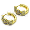 Oro Laminado Huggie Hoop, Gold Filled Style with Amethyst and White Micro Pave, Polished, Golden Finish, 02.210.0802.6.15