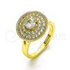 Oro Laminado Multi Stone Ring, Gold Filled Style Butterfly Design, with White Micro Pave, Polished, Golden Finish, 01.210.0152 (One size fits all)