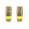 Oro Laminado Huggie Hoop, Gold Filled Style with Garnet and White Micro Pave, Polished, Golden Finish, 02.195.0072.1.15