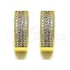 Oro Laminado Huggie Hoop, Gold Filled Style with Amethyst and White Micro Pave, Polished, Golden Finish, 02.195.0072.4.20
