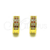 Oro Laminado Huggie Hoop, Gold Filled Style with Garnet and White Micro Pave, Polished, Golden Finish, 02.195.0104.2.12
