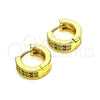 Oro Laminado Huggie Hoop, Gold Filled Style with Garnet and White Micro Pave, Polished, Golden Finish, 02.195.0104.2.12