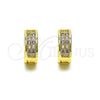 Oro Laminado Huggie Hoop, Gold Filled Style with Amethyst and White Micro Pave, Polished, Golden Finish, 02.195.0104.5.12