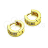 Oro Laminado Huggie Hoop, Gold Filled Style with Amethyst and White Micro Pave, Polished, Golden Finish, 02.195.0104.5.12