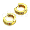 Oro Laminado Huggie Hoop, Gold Filled Style with Garnet and White Micro Pave, Polished, Golden Finish, 02.195.0104.2.15