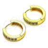 Oro Laminado Huggie Hoop, Gold Filled Style with Garnet and White Micro Pave, Polished, Golden Finish, 02.195.0104.2.20
