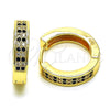 Oro Laminado Huggie Hoop, Gold Filled Style with Black and White Micro Pave, Polished, Golden Finish, 02.195.0104.3.20