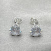 Sterling Silver Stud Earring, with White Cubic Zirconia, Polished, Silver Finish, 02.401.0054.07
