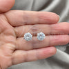 Sterling Silver Stud Earring, with White Cubic Zirconia, Polished, Silver Finish, 02.401.0054.09