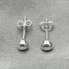 Sterling Silver Stud Earring, Ball Design, Polished, Silver Finish, 02.401.0055.04