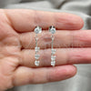 Sterling Silver Long Earring, with White Cubic Zirconia, Polished, Silver Finish, 02.401.0068