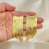 Oro Laminado Long Earring, Gold Filled Style Diamond Cutting Finish, Golden Finish, 02.341.0134