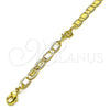 Oro Laminado Fancy Anklet, Gold Filled Style Elephant and Mariner Design, Polished, Golden Finish, 03.63.2272.10 (06 MM Thickness, 10 Inches Length)