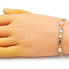 Oro Laminado Fancy Bracelet, Gold Filled Style Hand of God and Mariner Design, Polished, Golden Finish, 03.63.2274.07 (06 MM Thickness, 7 Inches Length)