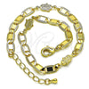 Oro Laminado Fancy Anklet, Gold Filled Style Mariner and Hand of God Design, Polished, Golden Finish, 03.63.2274.10 (06 MM Thickness, 10 Inches Length)