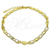 Oro Laminado Fancy Anklet, Gold Filled Style Mariner and Hand of God Design, Polished, Golden Finish, 03.63.2274.10 (06 MM Thickness, 10 Inches Length)