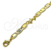 Oro Laminado Fancy Bracelet, Gold Filled Style Dolphin and Mariner Design, Polished, Golden Finish, 03.63.2276.07 (06 MM Thickness, 7 Inches Length)