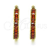 Oro Laminado Small Hoop, Gold Filled Style with Garnet Cubic Zirconia, Polished, Golden Finish, 02.210.0281.10.20