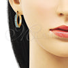 Oro Laminado Small Hoop, Gold Filled Style with Aqua Blue Cubic Zirconia, Polished, Golden Finish, 02.210.0281.12.20