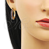 Oro Laminado Small Hoop, Gold Filled Style with Amethyst Cubic Zirconia, Polished, Golden Finish, 02.210.0281.14.20