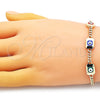 Oro Laminado Fancy Bracelet, Gold Filled Style Evil Eye and Miami Cuban Design, Multicolor Enamel Finish, Golden Finish, 03.213.0181.1.07 (04 MM Thickness, 7 Inches Length)