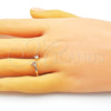 Oro Laminado Multi Stone Ring, Gold Filled Style Flower Design, with White Cubic Zirconia, Polished, Golden Finish, 01.284.0075 (One size fits all)
