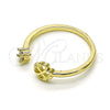 Oro Laminado Multi Stone Ring, Gold Filled Style Four-leaf Clover Design, with White Cubic Zirconia, Polished, Golden Finish, 01.284.0079 (One size fits all)