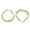 Oro Laminado Medium Hoop, Gold Filled Style Hollow Design, Diamond Cutting Finish, Tricolor, 02.213.0441.1.30