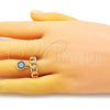 Oro Laminado Multi Stone Ring, Gold Filled Style Evil Eye and Curb Design, with Sapphire Blue and Turquoise Micro Pave, Polished, Golden Finish, 01.341.0092 (One size fits all)