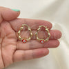 Oro Laminado Small Hoop, Gold Filled Style Heart and Evil Eye Design, Red Enamel Finish, Golden Finish, 02.213.0443.2.25
