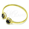 Oro Laminado Individual Bangle, Gold Filled Style with Black Cubic Zirconia and White Micro Pave, Polished, Golden Finish, 07.381.0001.5 (05 MM Thickness, One size fits all)