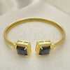 Oro Laminado Individual Bangle, Gold Filled Style with Black Cubic Zirconia and White Micro Pave, Polished, Golden Finish, 07.381.0002.5 (05 MM Thickness, One size fits all)