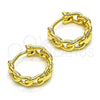 Oro Laminado Huggie Hoop, Gold Filled Style Curb Design, Polished, Golden Finish, 02.195.0159.14