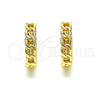 Oro Laminado Huggie Hoop, Gold Filled Style Curb Design, Polished, Golden Finish, 02.195.0161.14