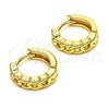 Oro Laminado Huggie Hoop, Gold Filled Style Curb Design, Polished, Golden Finish, 02.195.0161.14