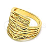 Oro Laminado Elegant Ring, Gold Filled Style Diamond Cutting Finish, Golden Finish, 01.233.0031.07 (Size 7)