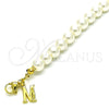 Oro Laminado Fancy Bracelet, Gold Filled Style Ball Design, with Ivory Pearl, Polished, Golden Finish, 03.405.0006.07 (07 MM Thickness, 7 Inches Length)