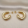 Oro Laminado Stud Earring, Gold Filled Style Hollow Design, Polished, Golden Finish, 02.163.0162.30