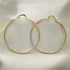 Oro Laminado Large Hoop, Gold Filled Style Diamond Cutting Finish, Tricolor, 02.168.0037.1.50