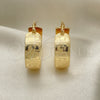 Oro Laminado Small Hoop, Gold Filled Style Greek Key Design, Polished, Golden Finish, 02.170.0399.25
