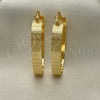 Oro Laminado Small Hoop, Gold Filled Style Greek Key Design, Diamond Cutting Finish, Golden Finish, 02.170.0404.25