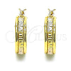 Oro Laminado Small Hoop, Gold Filled Style Greek Key Design, Polished, Tricolor, 02.170.0408.15