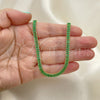 Oro Laminado Fancy Necklace, Gold Filled Style Baguette Design, with Green Cubic Zirconia, Polished, Golden Finish, 04.130.0001.7.12 (05 MM Thickness, 12 Inches Length)
