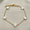 Oro Laminado Fancy Bracelet, Gold Filled Style Box Design, with Ivory Pearl, White Polished, Golden Finish, 03.02.0087.07 (01 MM Thickness, 7 Inches Length)